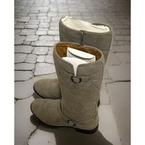 Lucky Brand Faux Suede Knee-High Boots Gray Womens Size 5M Riding Shoes